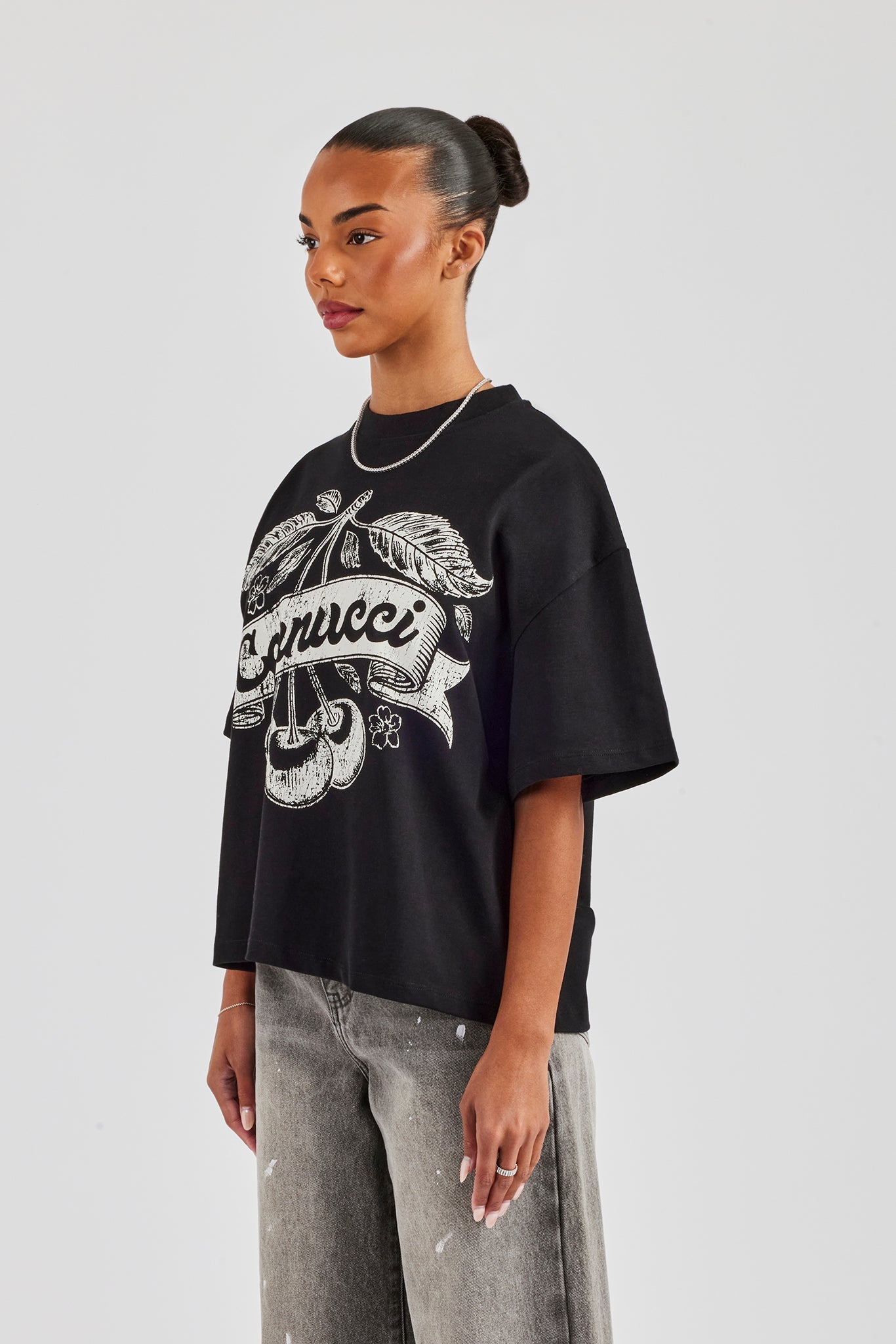 Cernucci Cherry Oversized T-Shirt - Black