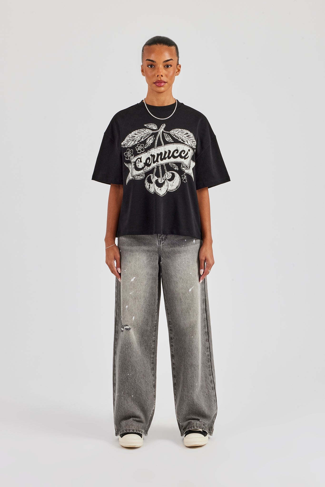 Cernucci Cherry Oversized T-Shirt - Black