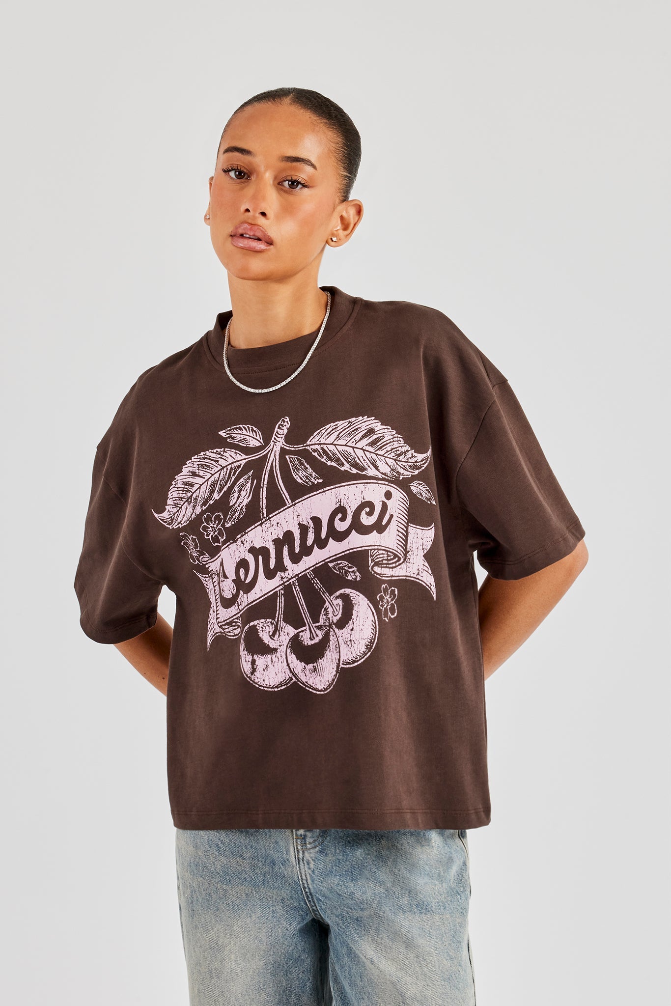Cernucci Cherry Oversized T-Shirt - Chocolate