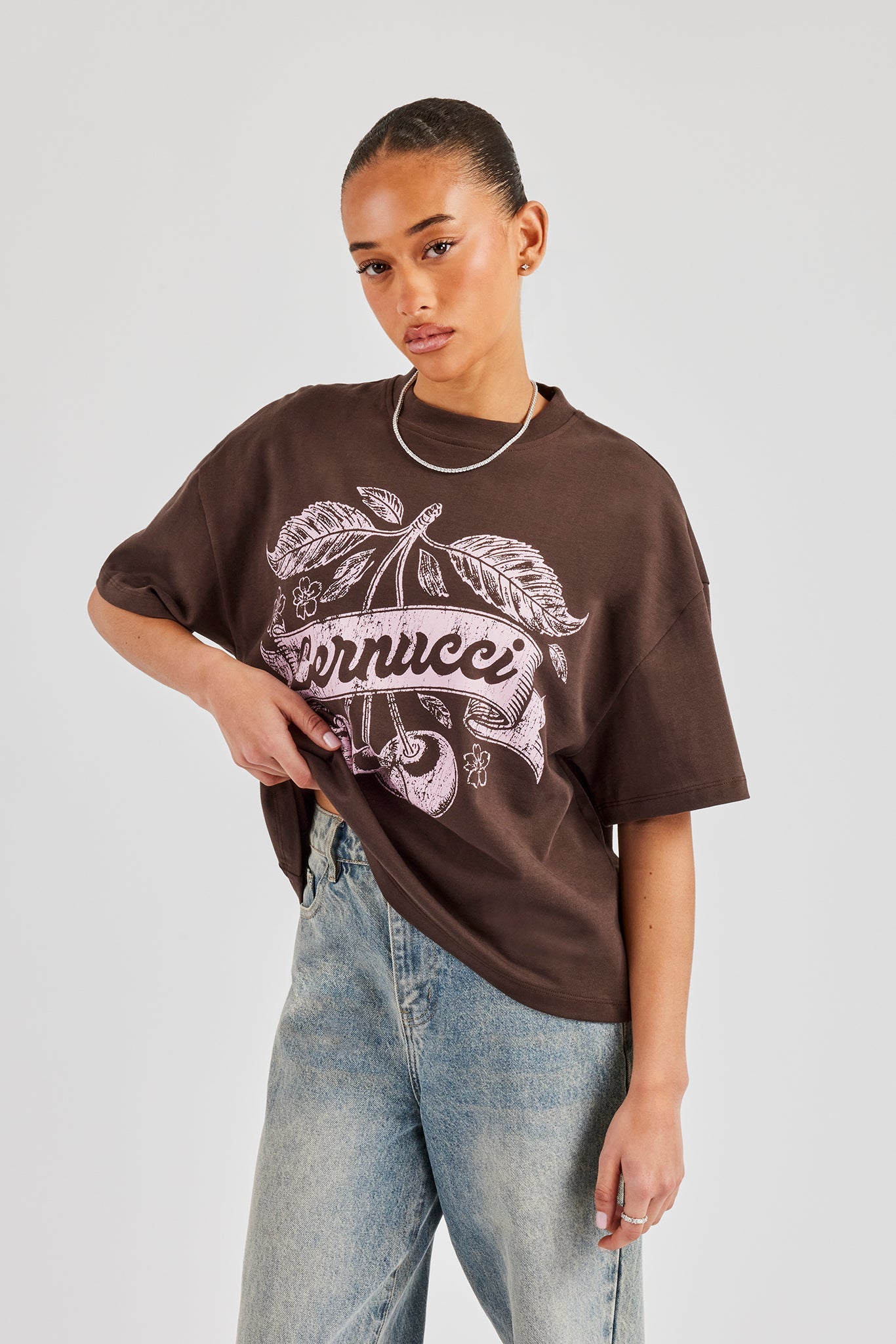 Cernucci Cherry Oversized T-Shirt - Chocolate