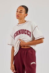 Oversized Contrast Stitch T-Shirt - Off White