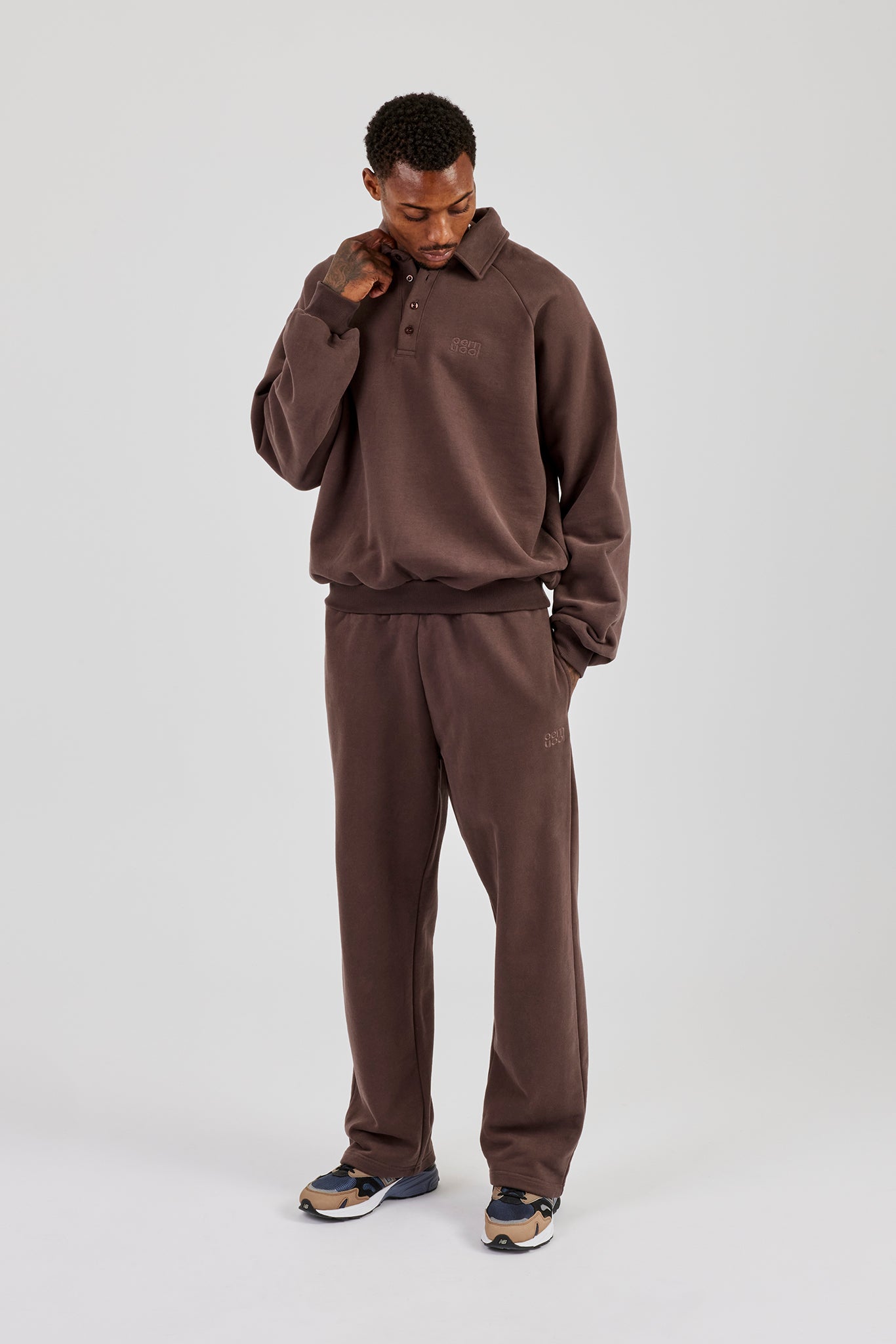 Rugby Sweater and Relaxed Jogger - Coffee