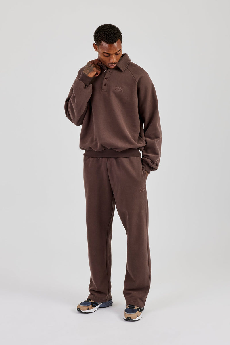 Rugby Sweater and Relaxed Jogger - Coffee