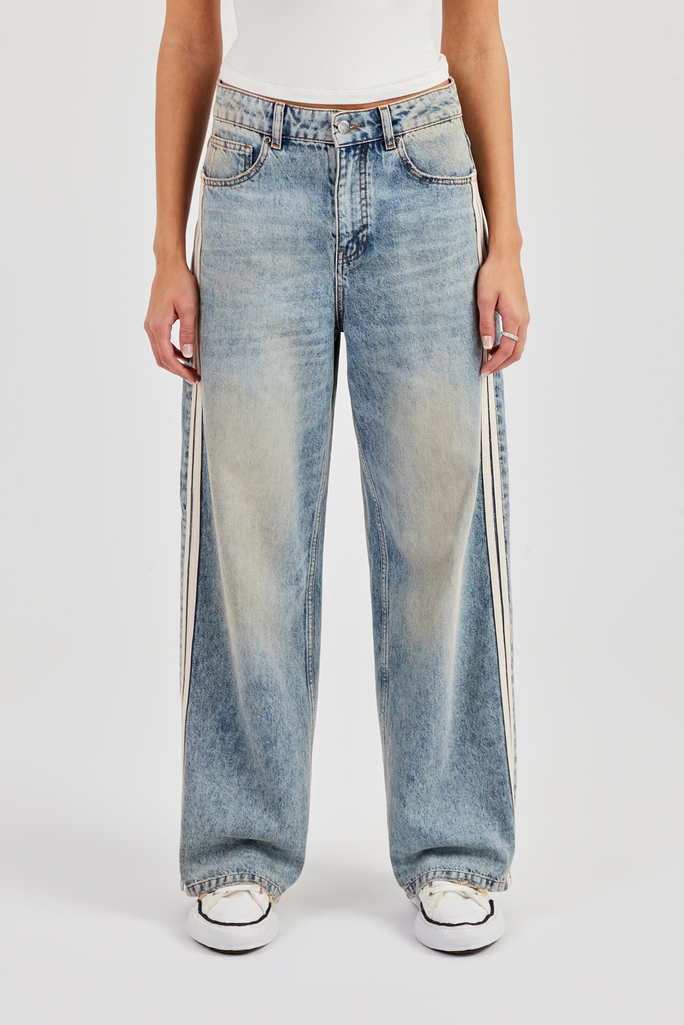 Baggy Fit Tape Detail Jean - Antique Wash