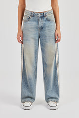 Baggy Fit Tape Detail Jean - Antique Wash
