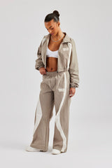 Contrast Panel Nylon Zip Through Tracksuit - Khaki