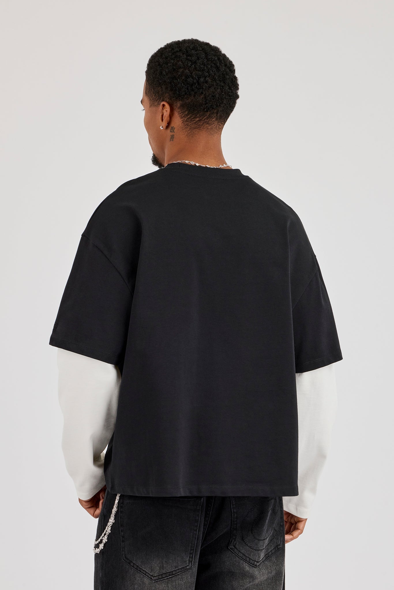 Long Sleeve Faux Layer Rio De Janeiro T-Shirt - Black