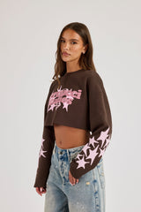 Waffle Puff Print Cropped T-Shirt - Chocolate