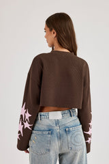 Waffle Puff Print Cropped T-Shirt - Chocolate