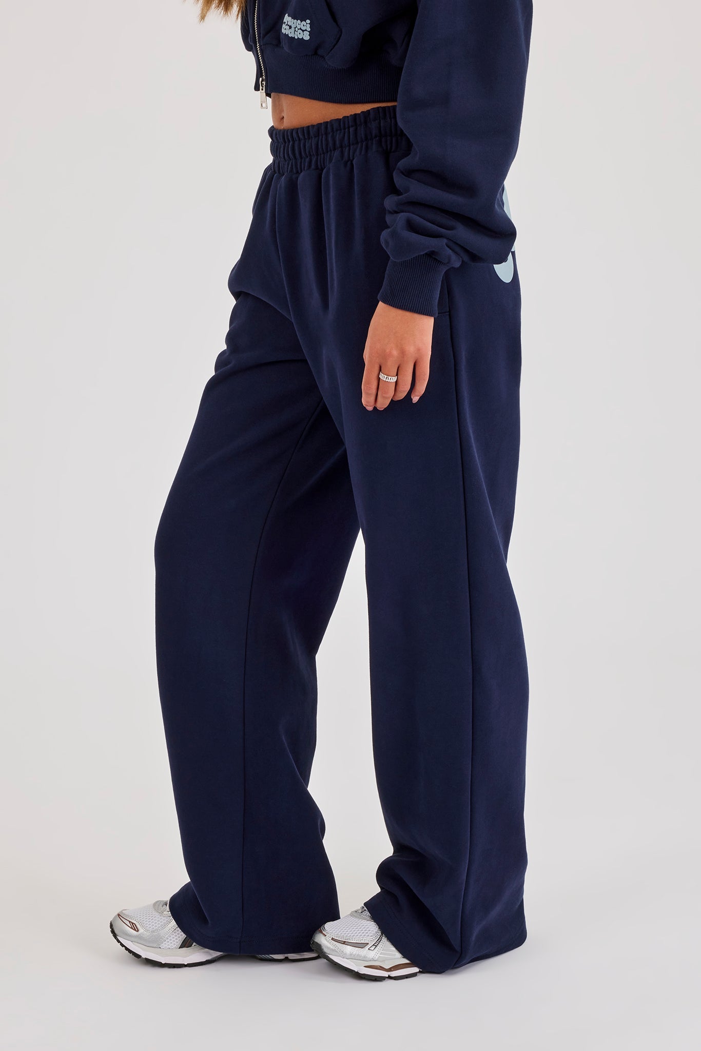 Star Puff Print Wide Leg Jogger - Navy Blue