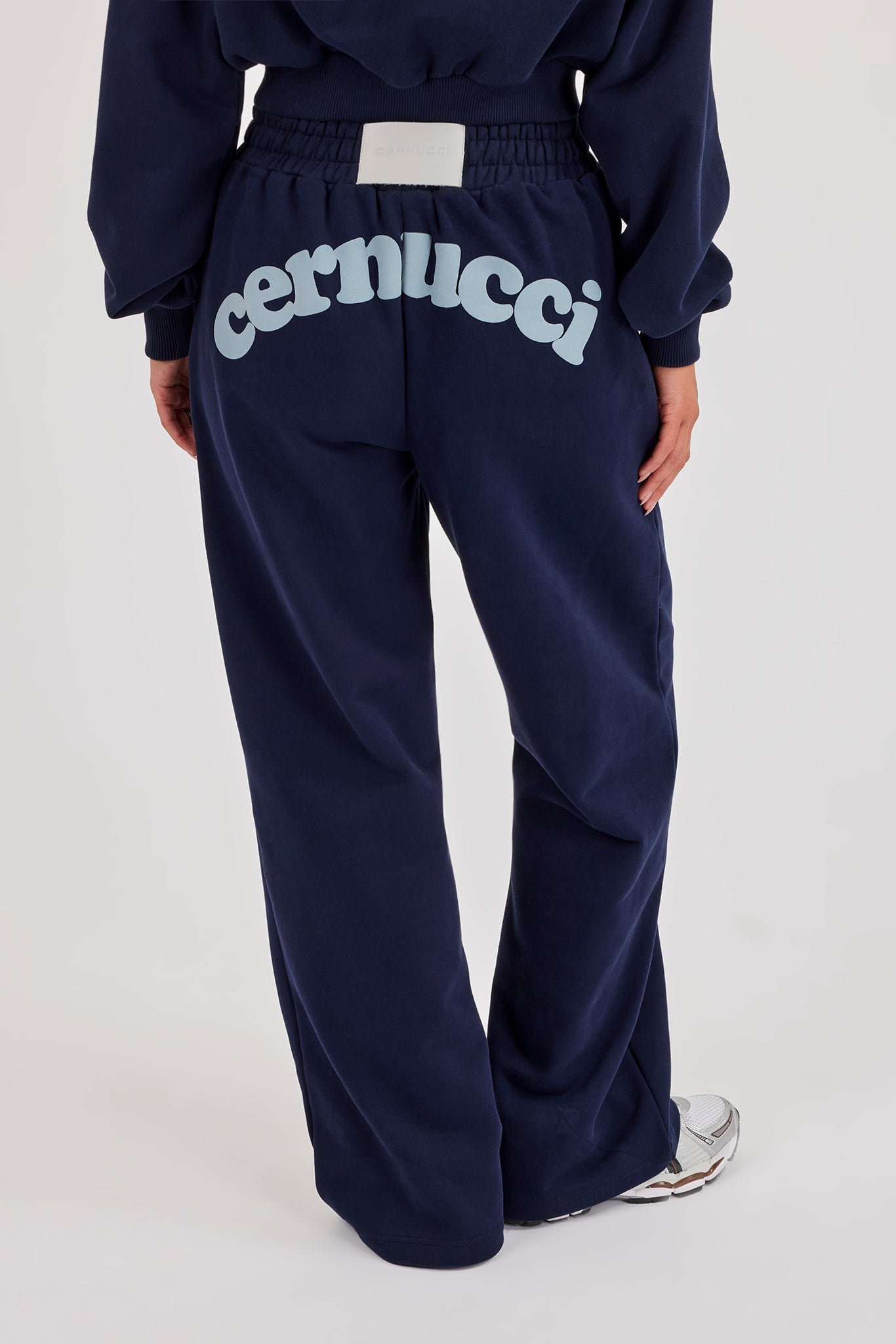 Star Puff Print Wide Leg Jogger - Navy Blue