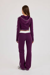 Embroidered Fitted Zip Hoodie & Fitted Flare – Cosmic Purple