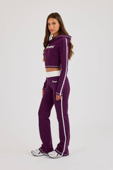 Embroidered Fitted Zip Hoodie & Fitted Flare – Cosmic Purple