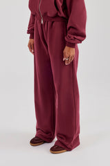 Wide Leg Jogger - Burgundy