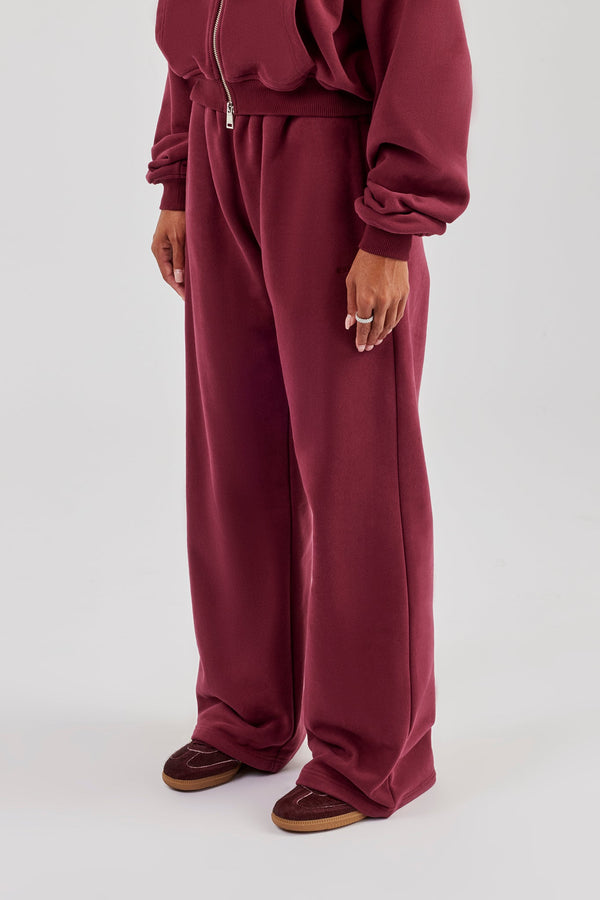 Wide Leg Jogger - Burgundy