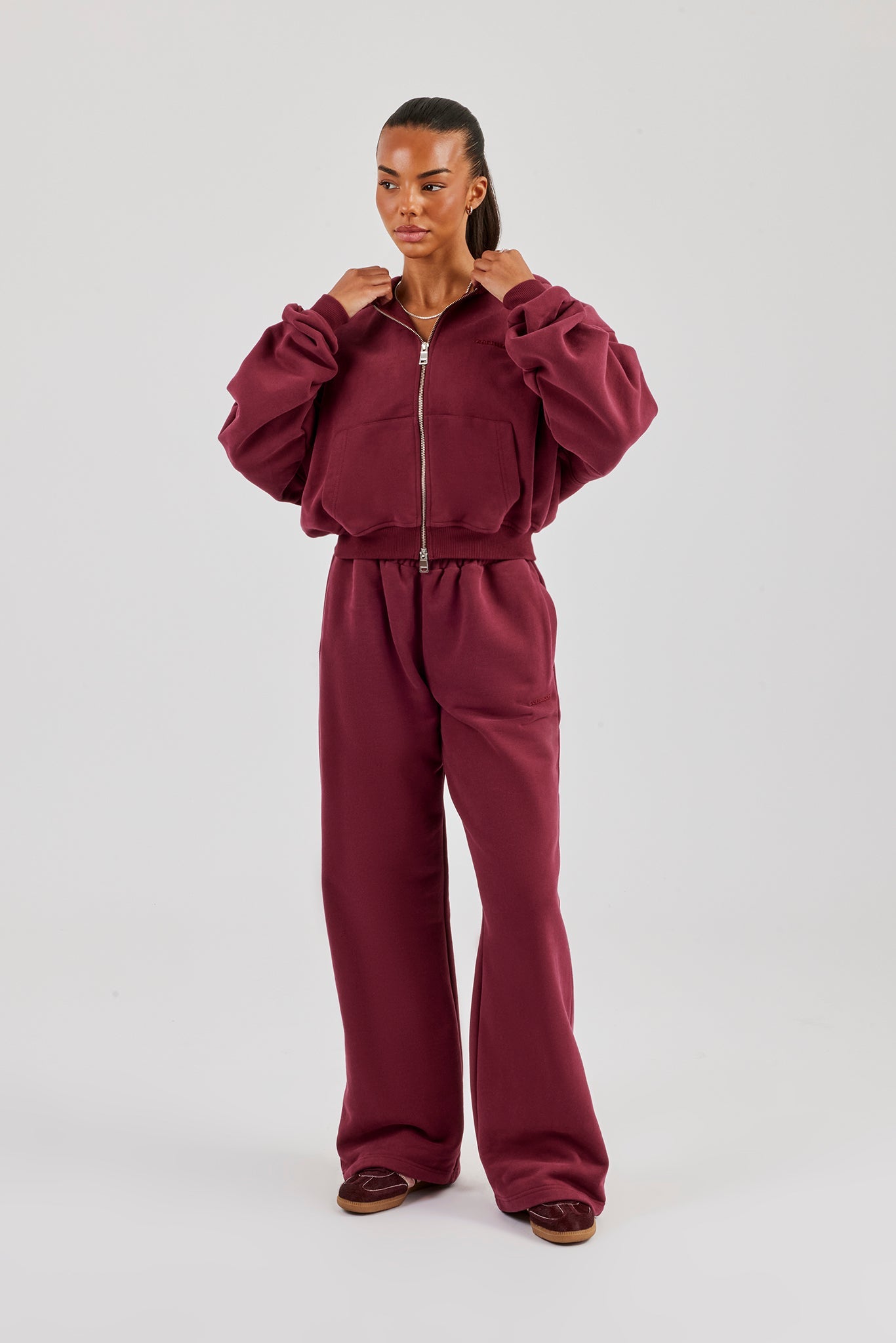 Wide Leg Jogger - Burgundy
