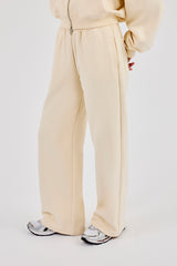 Embroidered Wide Leg Jogger - Butter Yellow