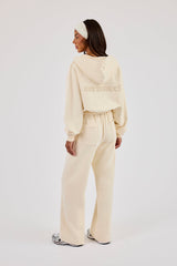 Cernucci Cropped Zip Through Hoodie & Wide Leg Jogger - Butter Yellow