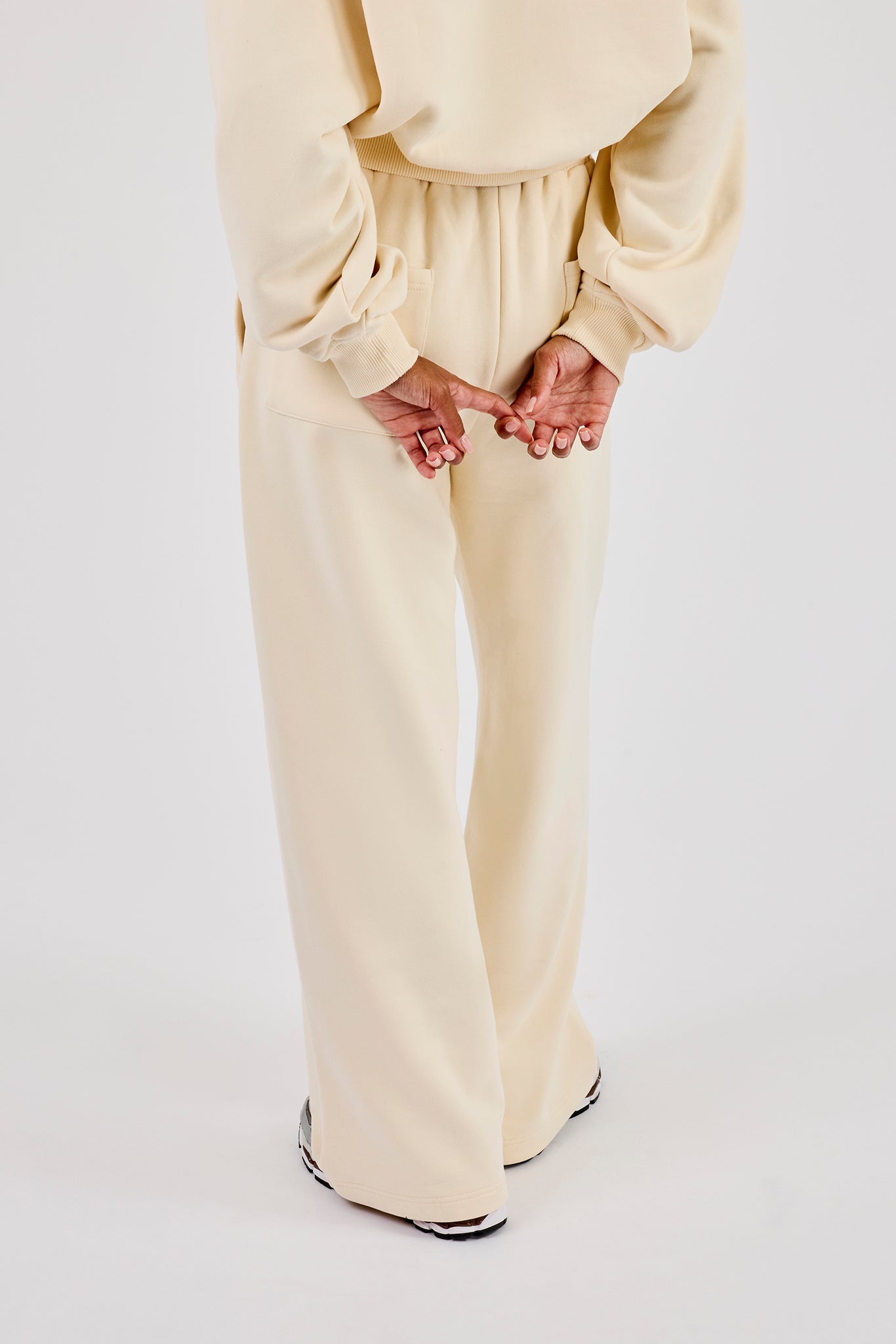 Embroidered Wide Leg Jogger - Butter Yellow