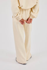 Embroidered Wide Leg Jogger - Butter Yellow