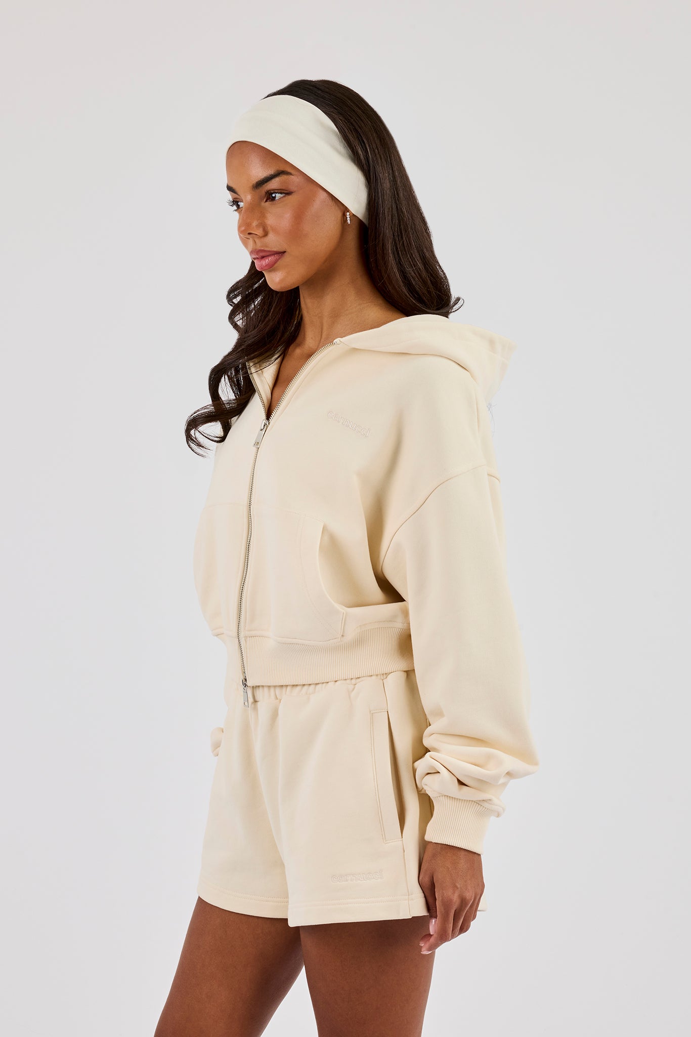 Cropped Zip Through Hoodie - Butter Yellow