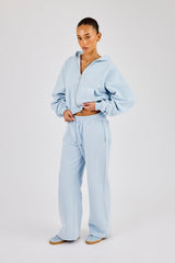 Cernucci Cropped Zip Through Hoodie & Wide Leg Jogger - Powder Blue