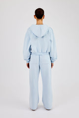 Cernucci Cropped Zip Through Hoodie & Wide Leg Jogger - Powder Blue
