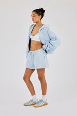 Cernucci Cropped Zip Through Hoodie & Embroidered Short  Powder Blue
