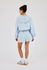 Cernucci Cropped Zip Through Hoodie & Embroidered Short  Powder Blue