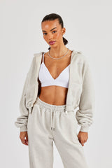 Cernucci Cropped Zip Through Hoodie - Ash Grey