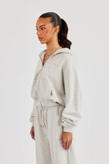 Cernucci Cropped Zip Through Hoodie - Ash Grey