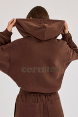 Cernucci Cropped Zip Through Hoodie & Wide Leg Jogger - Midnight Mocha