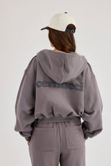 Cernucci Cropped Zip Through Hoodie - Onyx Mist