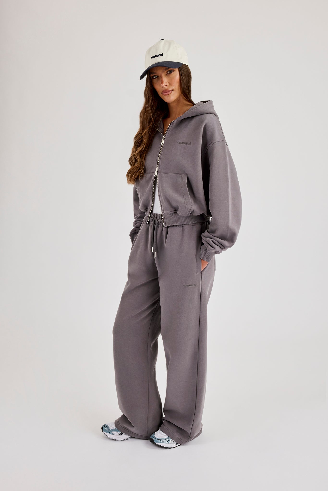 Cernucci Cropped Zip Through Hoodie & Jogger - Onyx Mist