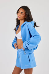 Cernucci Cropped Zip Through Hoodie - Riviera Blue