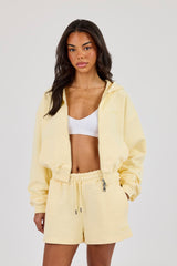 Cernucci Cropped Zip Through Hoodie - Lemon