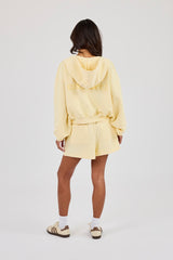 Cernucci Cropped Zip Through Hoodie & Embroidered Short - Lemon