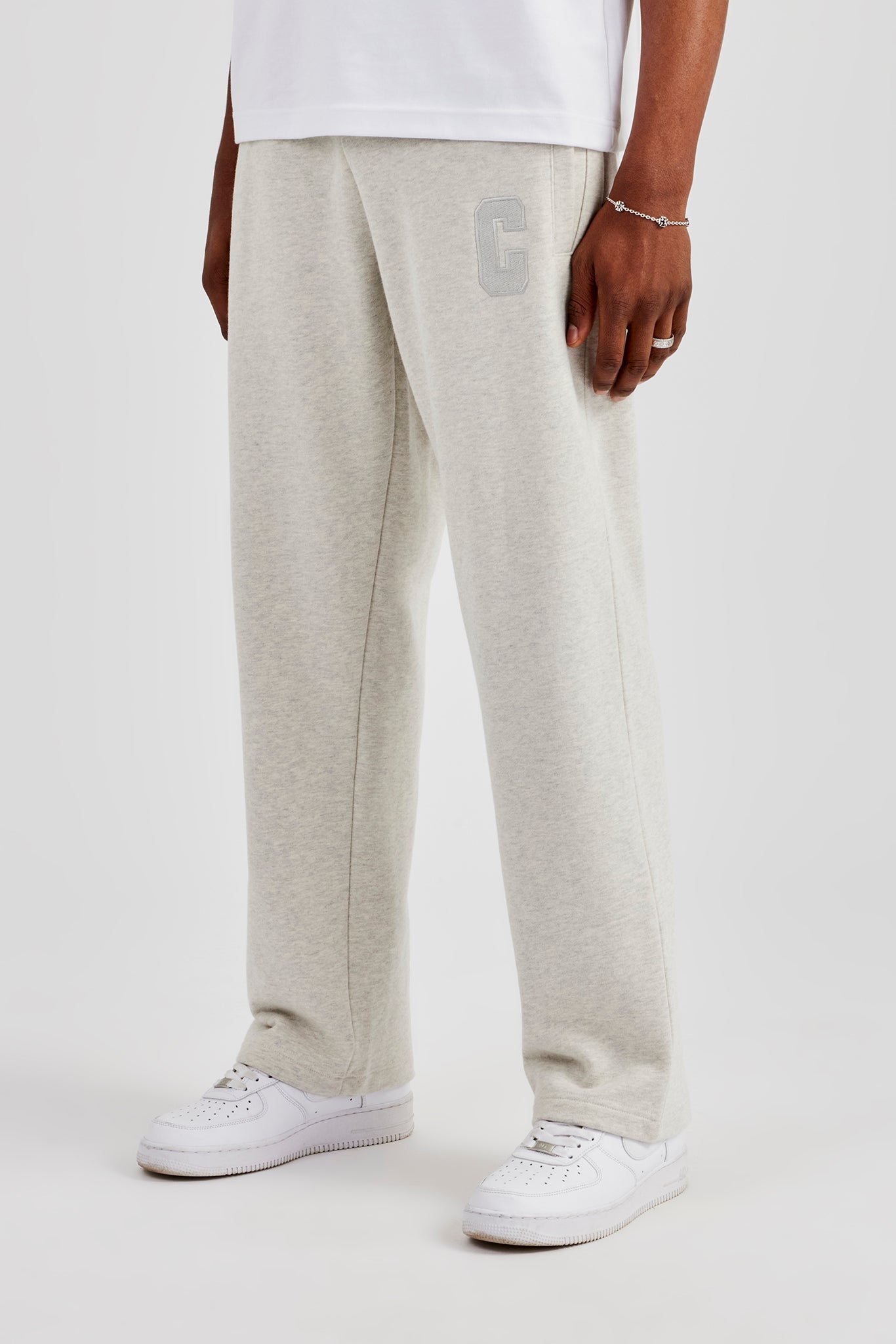 Embroidered C Straight Leg Jogger - Ash Grey