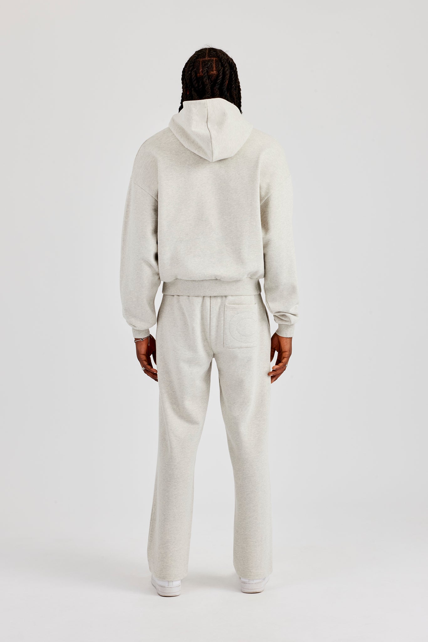 Embroidered C Boxy Hooded Tracksuit - Ash Grey