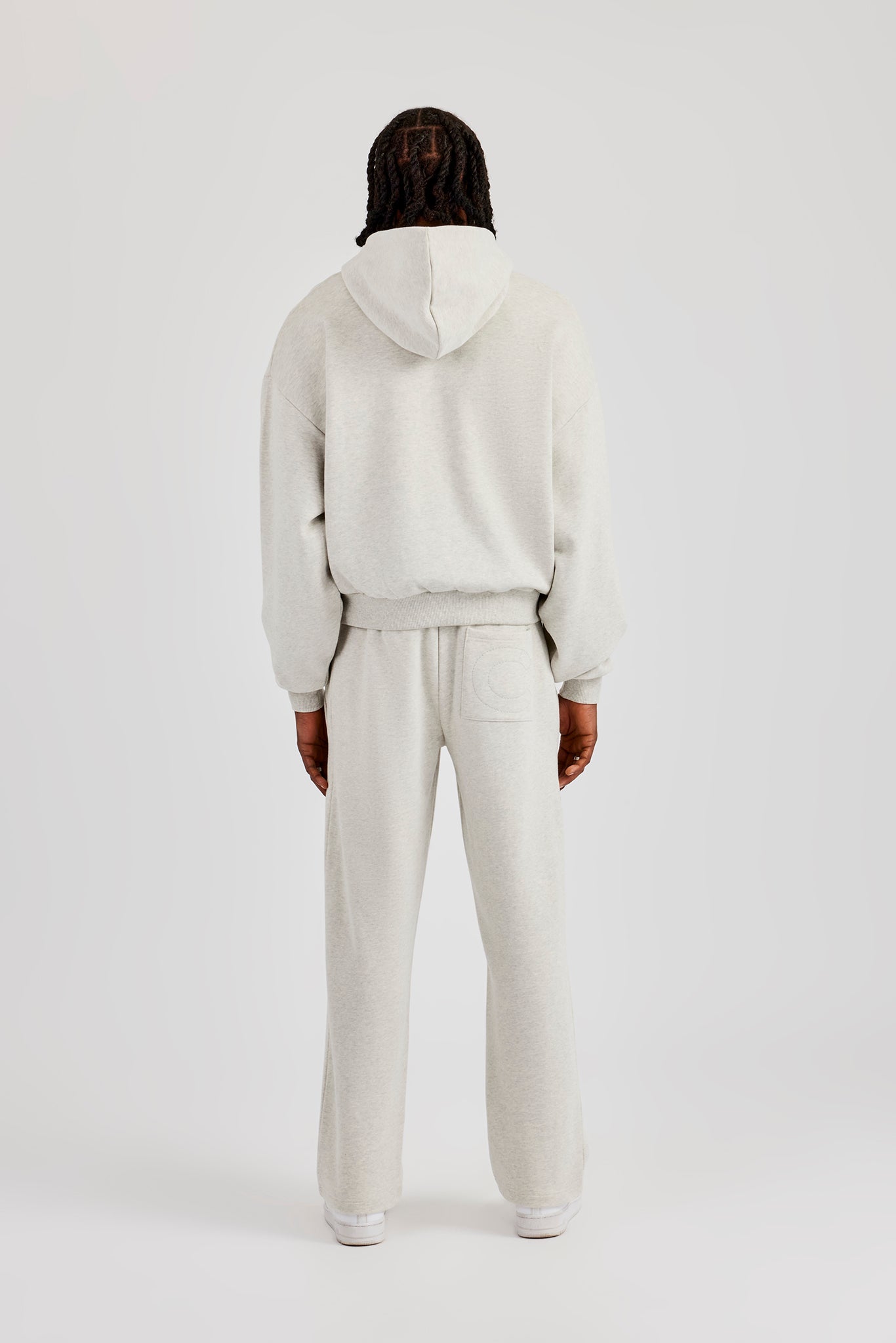 Embroidered C Boxy Zip Through Tracksuit - Ash Grey
