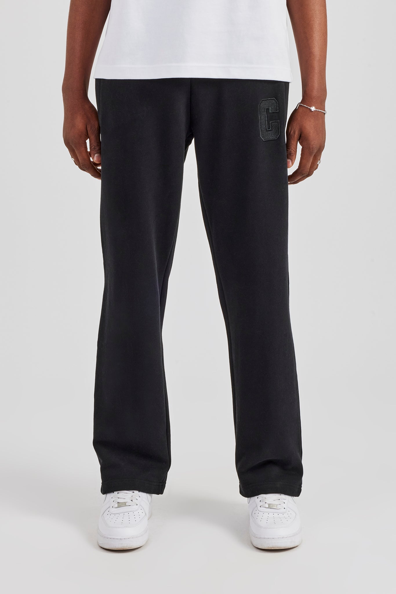 Embroidered C Straight Leg Jogger - Black