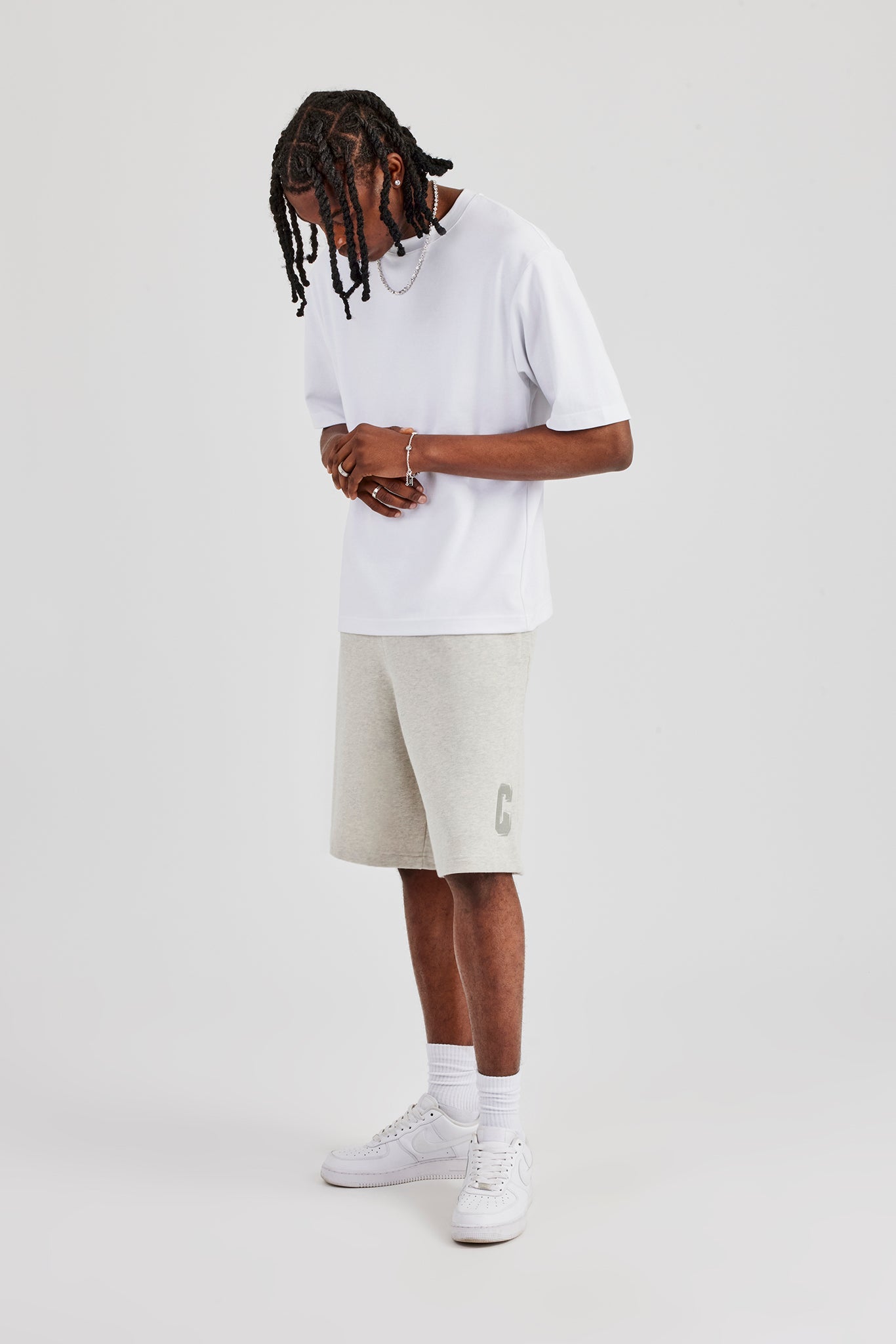 Embroidered C Jort - Ash Grey