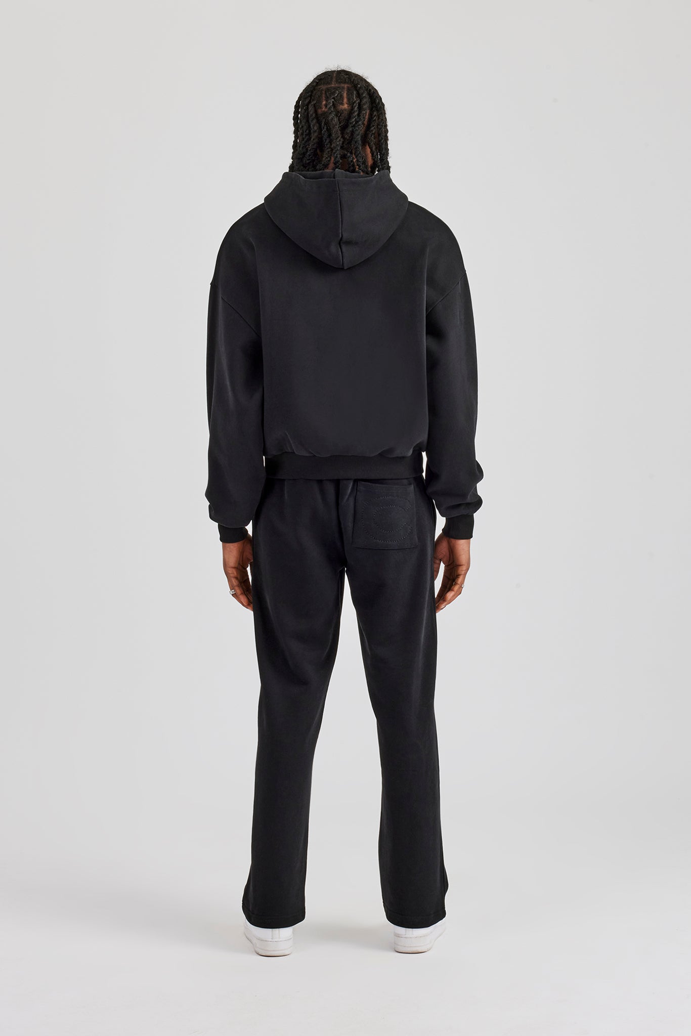 Embroidered C Boxy Zip Through Tracksuit - Black