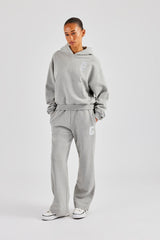 Embroidered C Hooded Tracksuit - Grey Marl