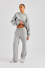 Embroidered C Boxy Hoodie - Grey Marl