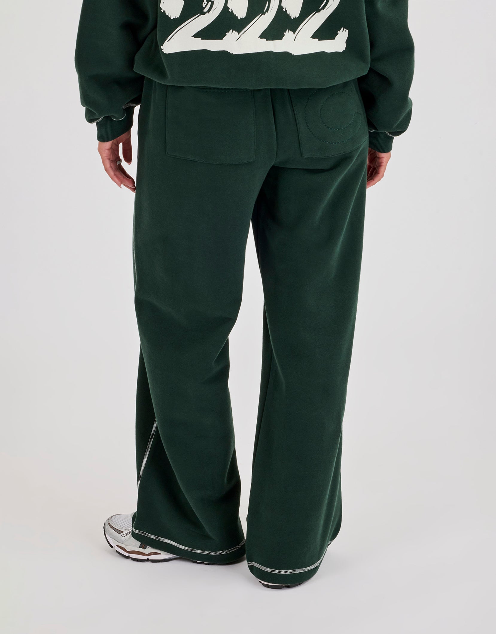 Contrast Stitch 222 Cherub Wide Leg Jogger - Dark Green