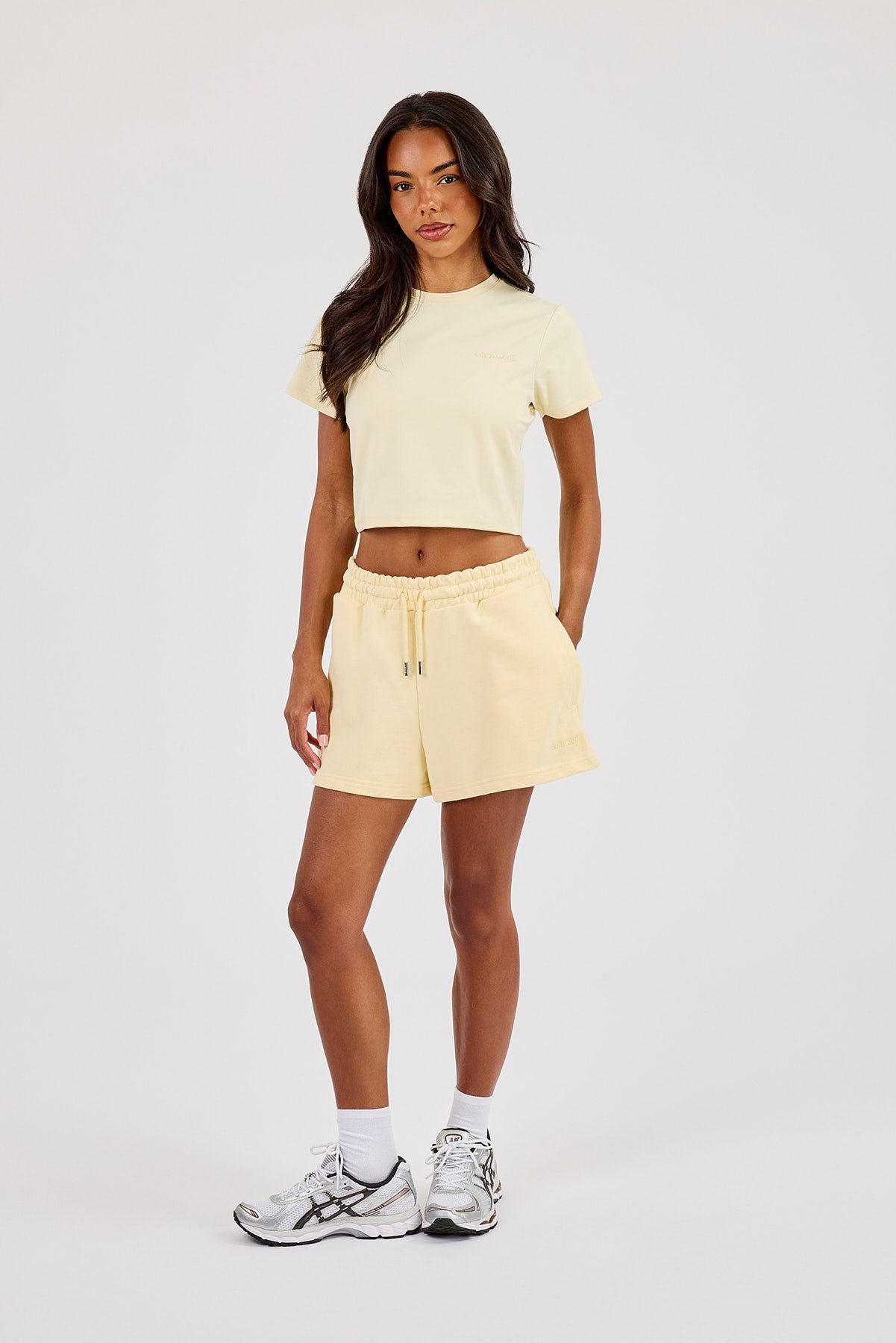 Embroidered Baby Tee & Embroidered Short  - Butter Yellow