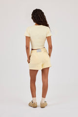 Embroidered Baby Tee & Embroidered Short  - Butter Yellow