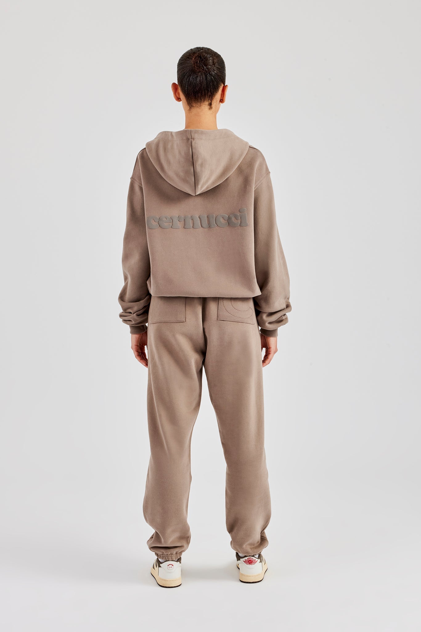 Oversized Zip Through Hoodie & Cuffed Joggers - Taupe