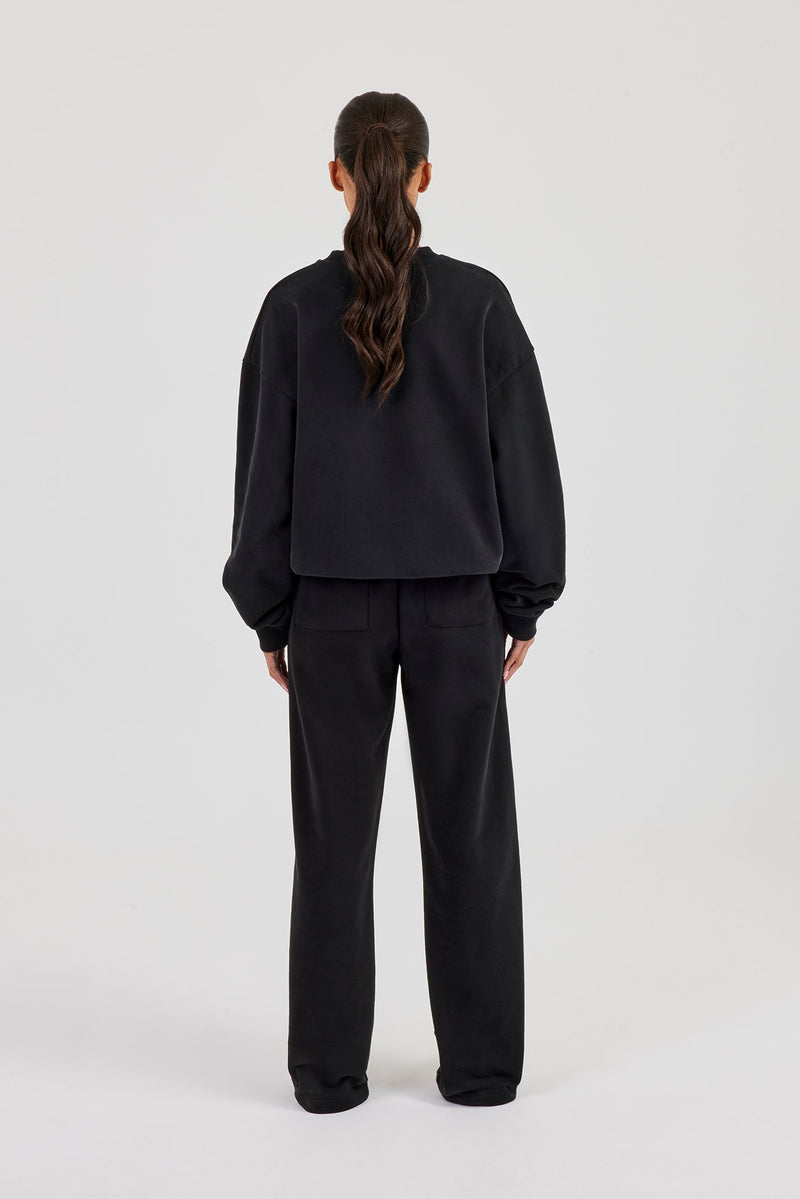 Oversized Sweater & Wide Leg Jogger - Black